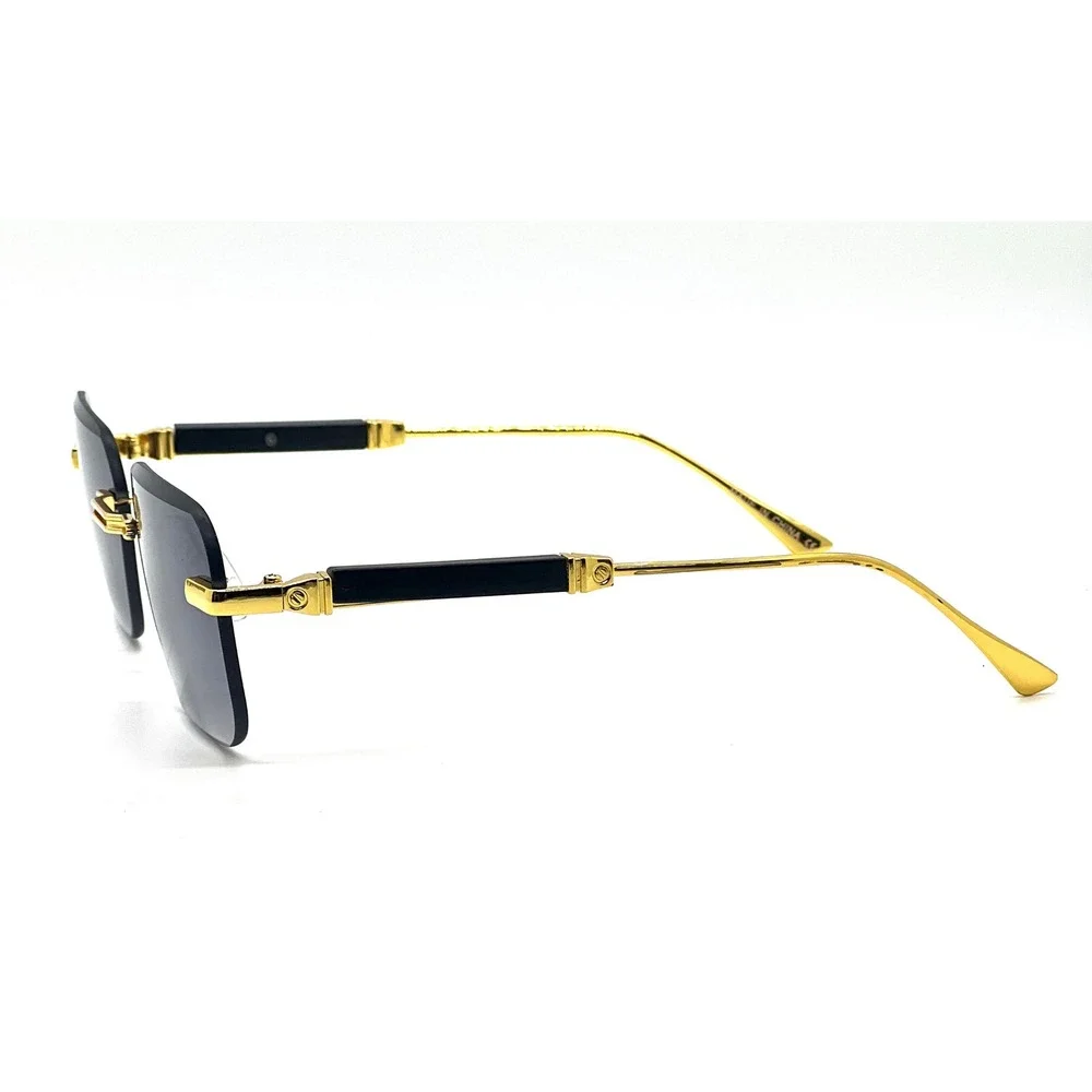 Luxury Rimless Gradient Square Sunglasses Gold Trim Men's Fashion‎ Eyewear Chic